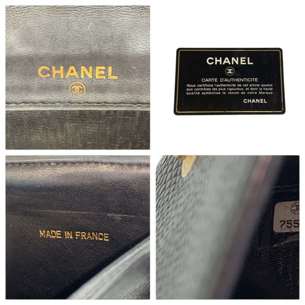 CHANEL Vintage Black Leather Logo Wallet - Picture 3 of 10